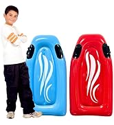 2 Pack Inflatable Boogie Boards for Beach - Inflatable Body Board with Handles for Water Slides f...