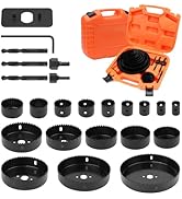 HORUSDY Hole Saw Set 24PCS Hole Saw Kit,Hole Saw Drill Bit Kit, 3/4"-6" (19-152mm) 17PCS Saw Blad...