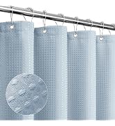 Gibelle Fog Blue Shower Curtain, Waffle Weave Textured Fabric Shower Curtain for Bathroom - Soft ...