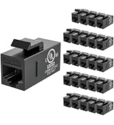 VCE CAT6 RJ45 Keystone Couplers (UL Listed), 25-Pack Ethernet Keystone Jack Female to Female UTP ...