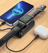 Portable Charger for Apple Watch, 6000mAh Magnetic iWatch Charger with Built in Cable,Portable iP...