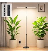 OUTON Grow Lights for Indoor Plants, Full Spectrum LED Plant Light Stand | 18W Black Dual Head Fl...