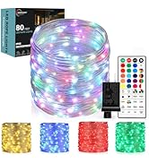 Outdoor String Lights, Rope Lights with Remote, Waterproof String Lights Outdoor Fairy Lights Twi...