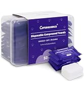 Premium Compressed Towels (50 Pack)-9.4" x 11.8", Portable Cotton Coin Tissues, Disposable Washcl...
