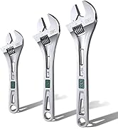 SK 3-Piece Adjustable Wrench Set, 6-Inch, 8-Inch, 10-Inch, Cr-V Steel, SAE & Metric Scales
