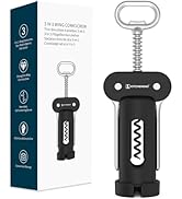 KITCHENDAO 3 in 1 Wing Corkscrew Wine Bottle Opener with Foil Cutter, Built-in Beer Bottle Opener...