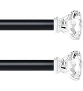 TVWOO 2 Pack Black Curtain Rods 28 to 48 Inch,3/4 Inch Adjustable Curtain Rod Set,Modern Single W...