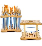 Cedilis 2 Pack Rotating Paint Brush Holder, 59 Holes Bamboo Paintbrush Holder Organizer for Pen, ...