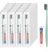 FAOEHN Disposable Toothbrushes with Toothpaste Pack of 60,Straw Green Toothbrush in Bulk with 10g...