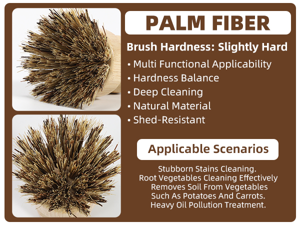 bamboo dish brush with palm fiber bristle