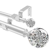 TVWOO:Silver Double Curtain Rod for Window 36-88 Inch,1" Adjustable Heavy Duty Dual Drapery Rods ...