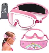 Vvinca Kids Swim Goggles with Fabric Strap No Tangle Pain-Free, Anti-Fog Swimming Pool Goggle No ...