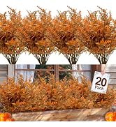 TURNMEON 20 Bundles Artificial Fall Flowers for Outdoors Fall Decorations | UV Resistant Artifici...