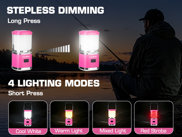 Four lighting modes and stepless dimming