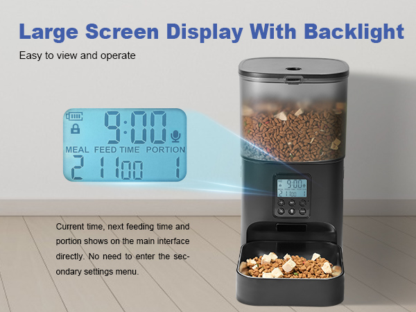 automatic cat feeder with large screen display