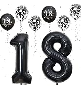 18th Birthday Decorations for Boys, 18th Birthday Balloons with 40 Inch Foil Number 18 Balloon Bl...