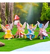 Eysinyge Fairy Garden Figurines Set - Love - Letter Fairies with Flower Seats, 4PCS Colorful Wing...