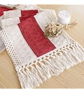 FEXIA Christmas Table Runner for Home Decor with Tassels 72 Inches Long Farmhouse Red Rustic Boho...