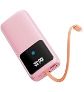 Laptop Power Bank, 24000mAh 65W Fast Charging Portable Charger with Built-in Cable, USB C Battery...