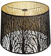 ALUCSET Extra Large Lampshade 14'' Top 16'' Bottom 11'' High Etched Metal Forest Design Metal Lam...