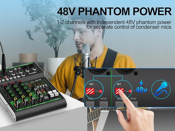 audio mixer 4 channel DJ sound digital mixer board mixing console bluetooth stereo audio interface