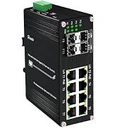 Industrial 12 Port Gigabit Managed PoE Switch, Hardened Din-Rail Network Ethernet Switch, 8 PoE P...