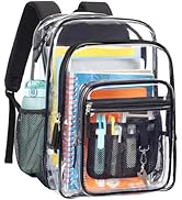 PACKISM Clear Backpack for School - 18 Inch Extra Large Heavy Duty PVC Transparent School Backpac...