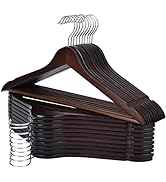 Edergoo Wooden Hangers 20 Pack, Durable and Slim Hangers Wood with Pants Bar, Smooth Finish Woode...
