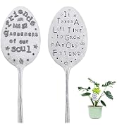 WOPPOW 2 Packs Garden Marker Friendship Gift, Metal Silver Spoon Plant Markers, Humor Plant Label...