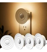 Plug-in LED Backlit Night Light with Motion & Dusk-to-Dawn Sensor, 4-Pack | 1-50LM Precise Dimmab...