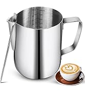Milk Frothing Pitchers 20 oz, Stainless Steel Espresso Steaming Pitcher with Decorating Pen Coffe...