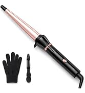 Hahahope Curling Wand 1/2–1 Inch Tapered Curling Iron, Ceramic Curling Wand Clamp-Free Hair Curle...