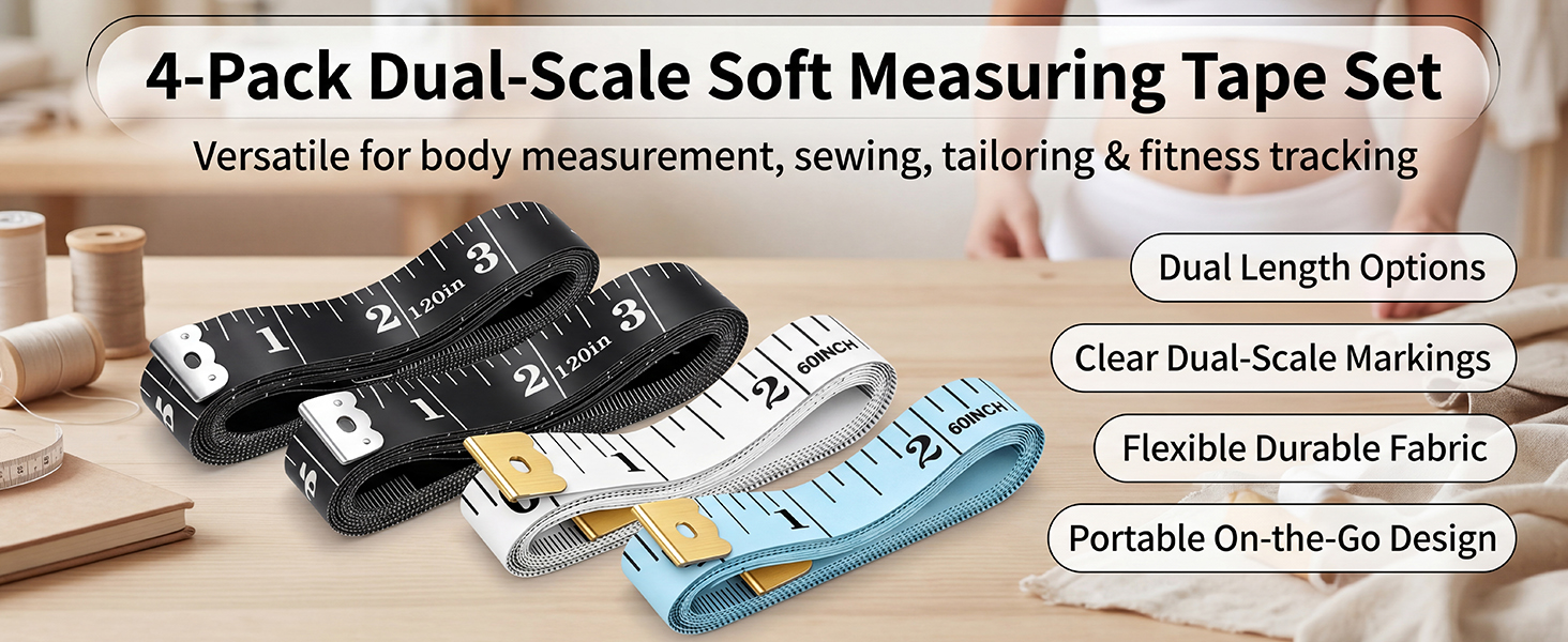 4 Pack Soft Tape Measure