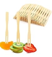 600PCS Bamboo Appetizer Forks, 3.5 Inch Mini Bamboo Forks for Charcuterie Boards Accessories, Woo...