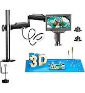 Elikliv 3D Microscope with Magnetic Dual Lens, EM3K-3D 3K HDMI Digital Soldering Microscope, 7" C...