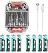 Dlypow DH4 1.5V &1.2V AA AAA Battery Charger and 8 Pack 2800mAh True High Capacity AA Rechargeabl...