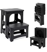 wefaner Folding 2-Step Stool,Collapsible Step Stool,Non-Slip Foldable Stool,Multi-Functional Port...