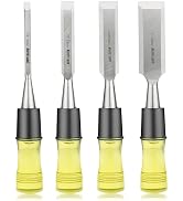 HURRICANE 4 Piece Wood Chisel Set for Woodworking. CR-V Steel Beveled Edge Blades with Safety Cap...