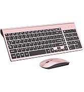 Wireless Keyboard and Mouse Ultra Slim Combo, TopMate 2.4G Silent Compact USB 2400DPI Mouse and S...