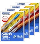 FIXSMITH Canvas Boards for Painting 11x14 Inch, Super Value 4 Pack Paint Canvases, White Blank Ca...