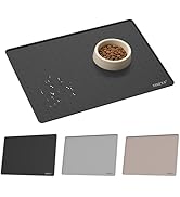 YINEYA Silicone Dog & Cat Food Mat Waterproof 18" x 12", Raised Edge Dog Bowl Mat for Food and Wa...