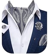 DiBanGu 4 PCS Ascot Ties for Men,Jacquard Cravat Ascot Tie Pocket Square Cufflinks with Floral La...