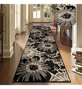 Findosom Hallway Runner Rug 2x8, Non Slip High-Low Textured Floral Washable Runner Rug with Rubbe...