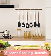Silicone Kitchen Utensils Set, Deedro 7 Pieces Cooking Utensils Set Silicone Spatula Set with Nat...