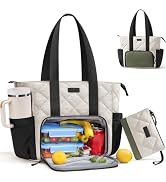 Puffer Lunch Tote Bag for Women, 15.6 Inch Laptop Work Bag with Insulated Lunch Compartment & Lar...