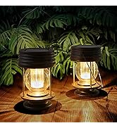 Hanging Solar Lights Outdoor - Solar Powered Waterproof Landscape Christmas Lanterns with Retro D...