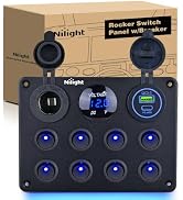 Nilight 8 Gang Multi-Function Rocker Switch Panel 15A Fuses Pre-Wired Blue | Waterproof 3pin On O...