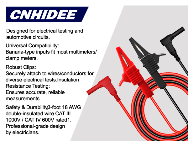 Heavy Duty Alligator Clips Test Leads for Multimeter & Voltmeter