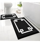 HOMEIDEAS Bathroom Rugs Sets 2 Piece, Soft and Water Absorbent Microfiber Carpet, Non-Slip Washab...