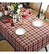 UWWGKK Red Plaid Tablecloth for Spring, Table Cloth Rectangle Table with Wipeable,Tablecloths for...